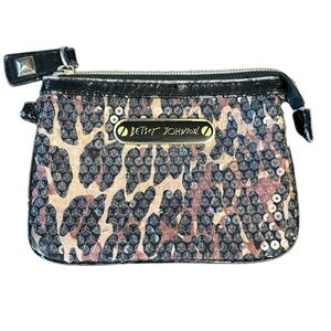 Betsy Johnson Small Sequence Leopard Money/ Card Holder